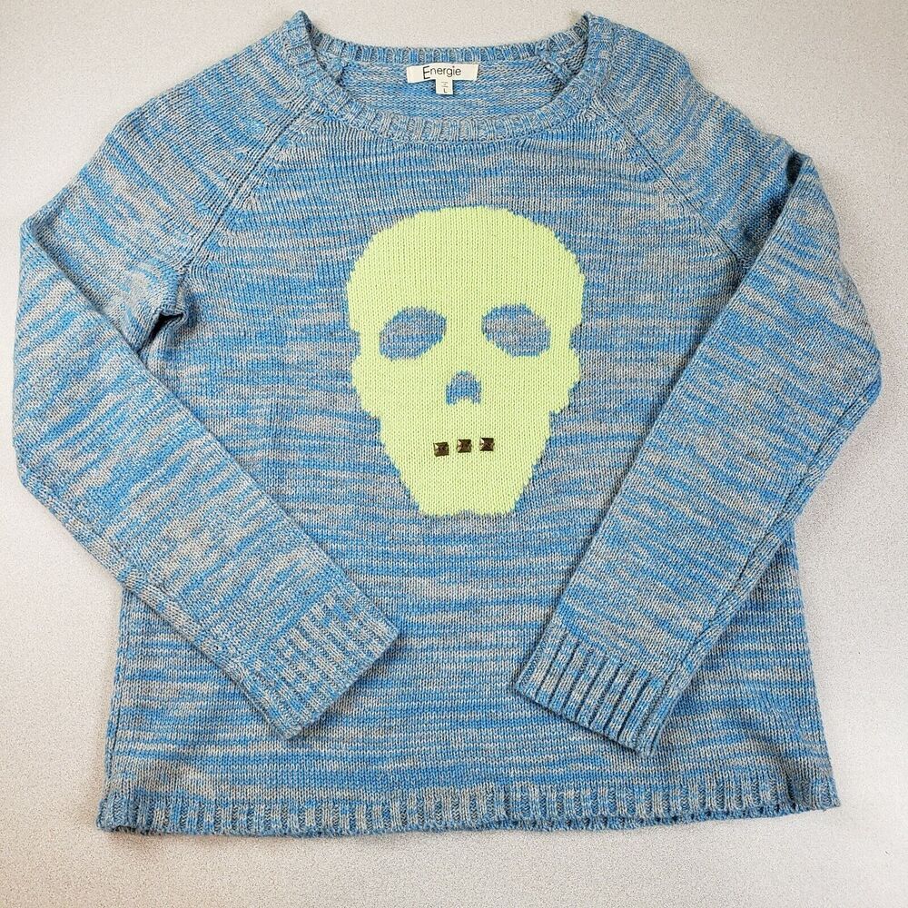 Energie Womens Blue Gray Long Sleeve Round Neck Pullover Sweater Size Large